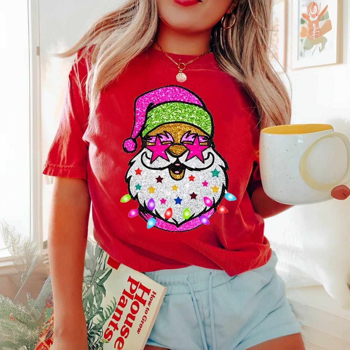 Trendy Pink Santa With Sunglasses T-shirt