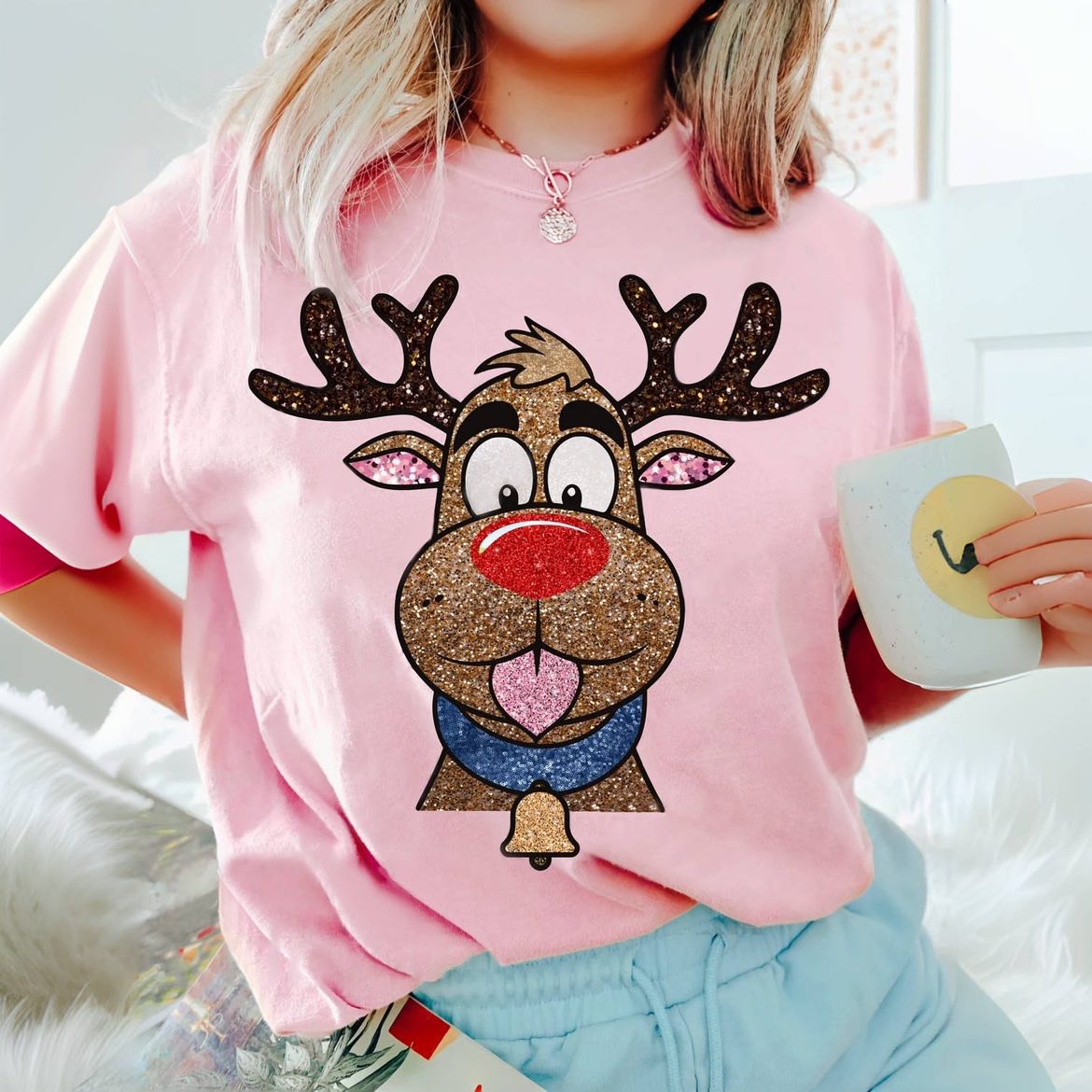 Sparkly Glitter Retro Christmas T-shirt